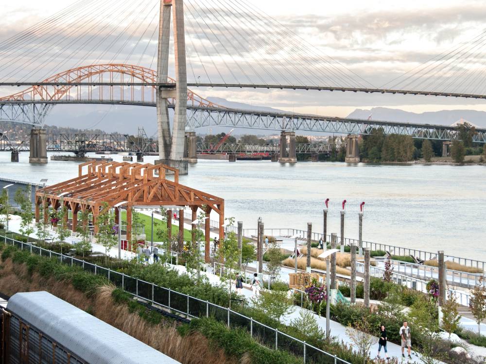 Westminster Pier Park looking east over the Fraser River