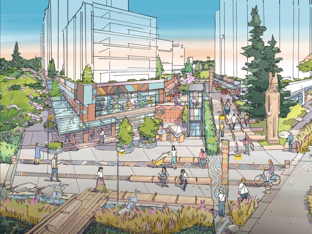 Sketch of proposed plaza.