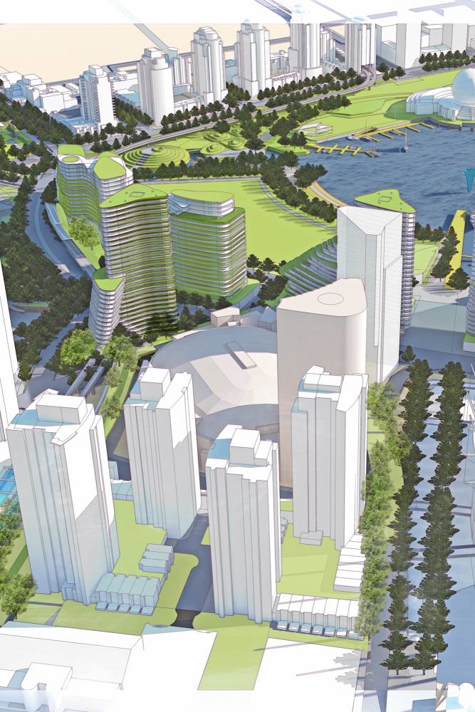 Rendering of Northeast False creek looking south east from BC Place.