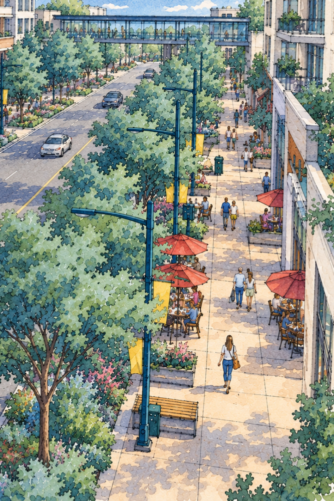 Perspective sketch streetscape