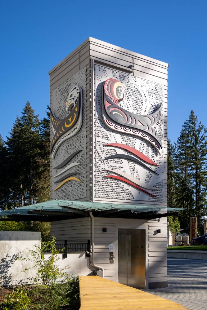 photo of Building with Indigenous art.