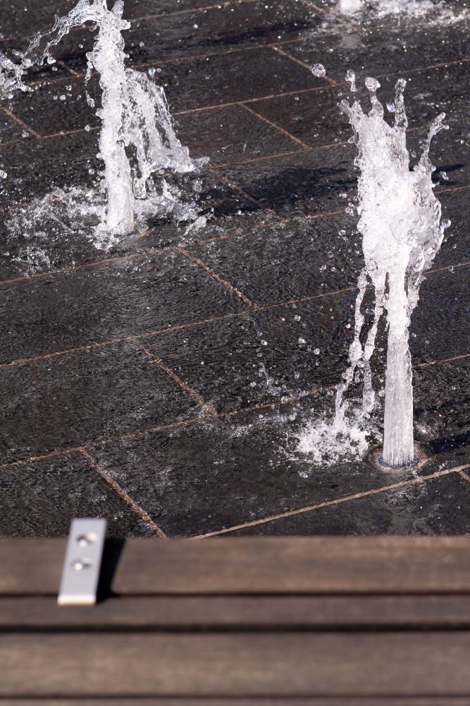 close up photo of water feature bubblers.