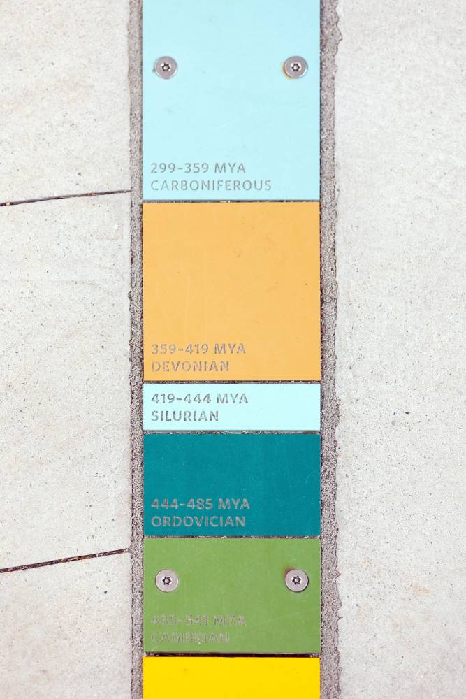 Photo of close of of interpretive band in concrete.
