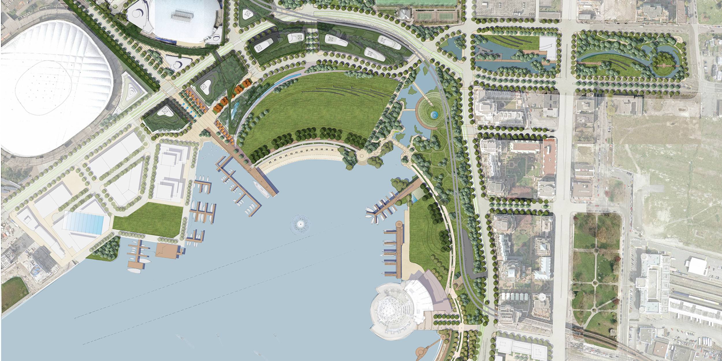 Rendering of reimagined Northeast False Creek.
