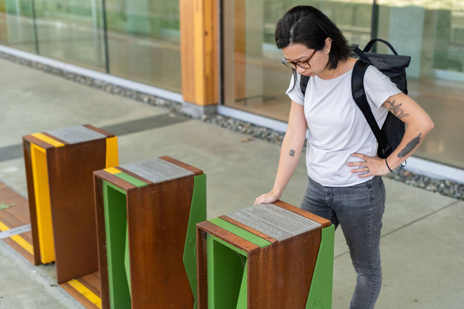 Person reading exhibit